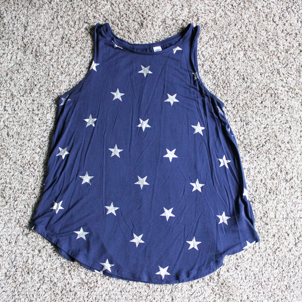 EUC Old Navy Blue w/ Silver Stars Tank Top | M